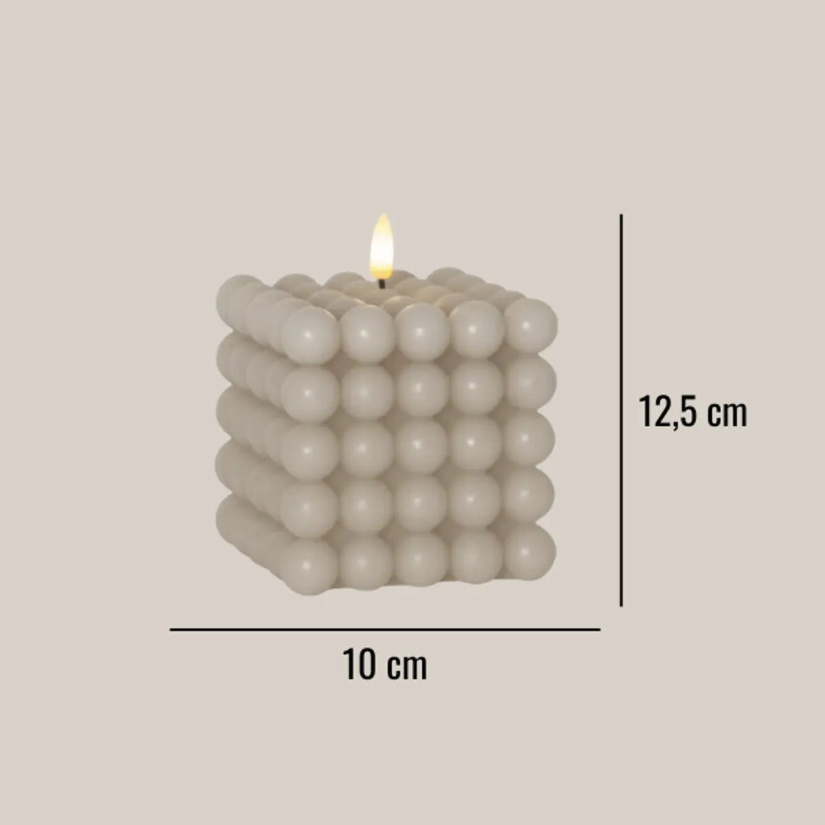 Baterijska sveča Bubble 12, Bež
